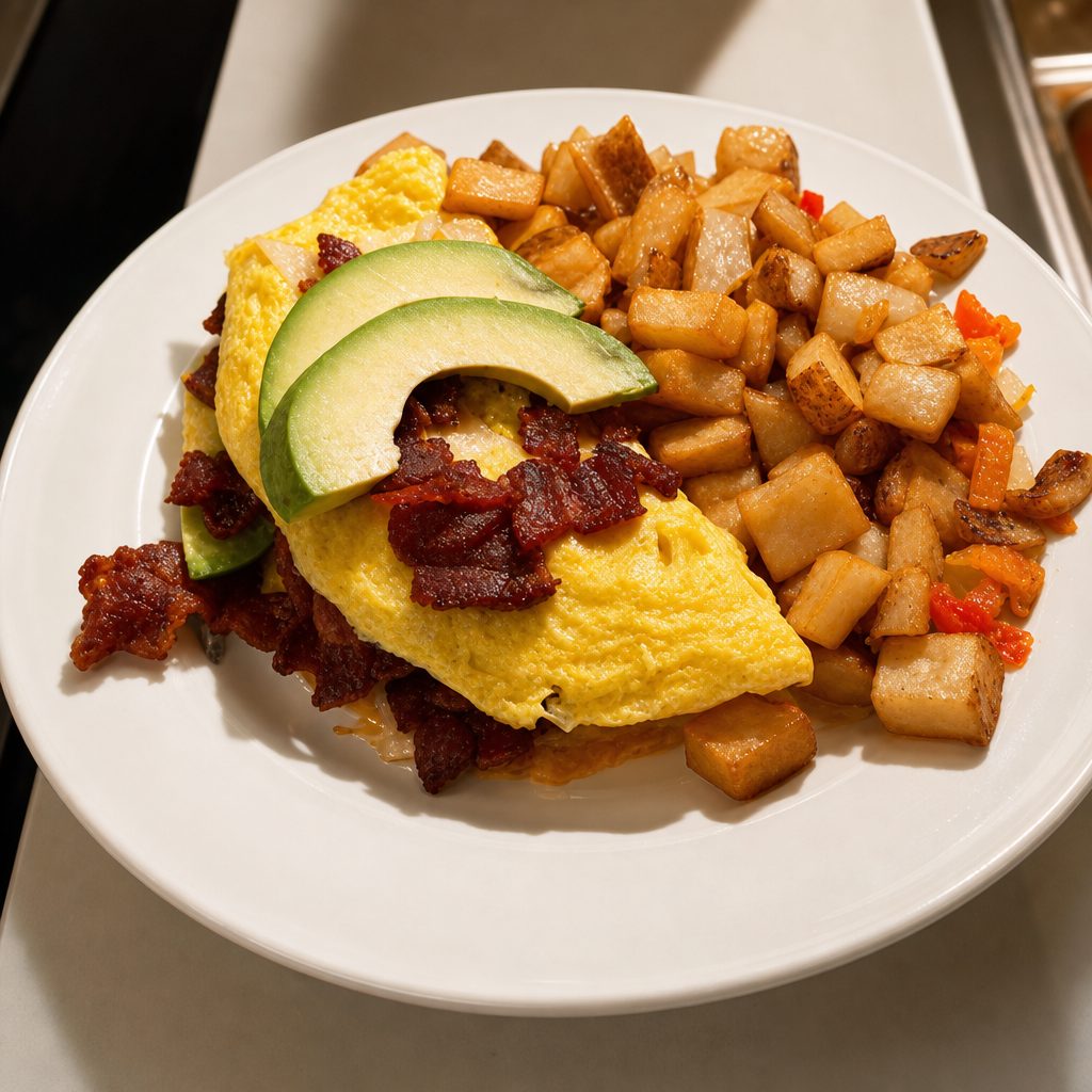 Bacon & Avocado Omelet.